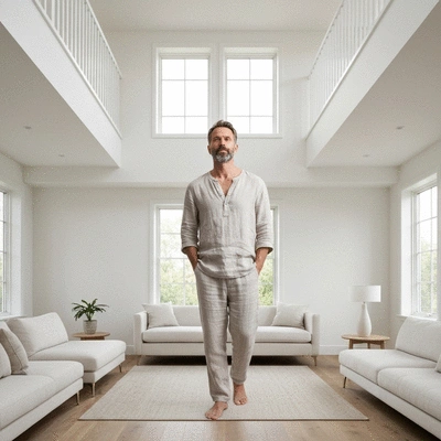 Person enjoying a clean, allergen-free home, feeling refreshed and healthy