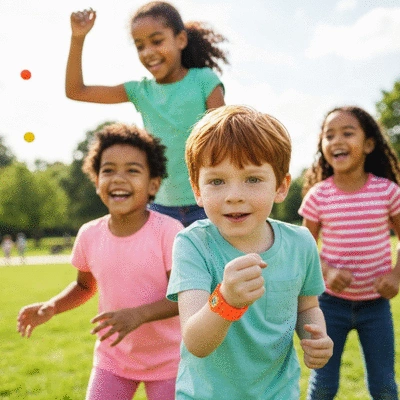 Child with a medical alert bracelet, clean background